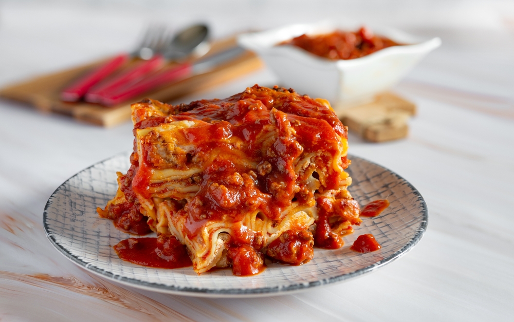 Gastronomic,Specialty,Italian,Baked,Pasta,Lasagna,With,Meat,Ragu,Sauce,