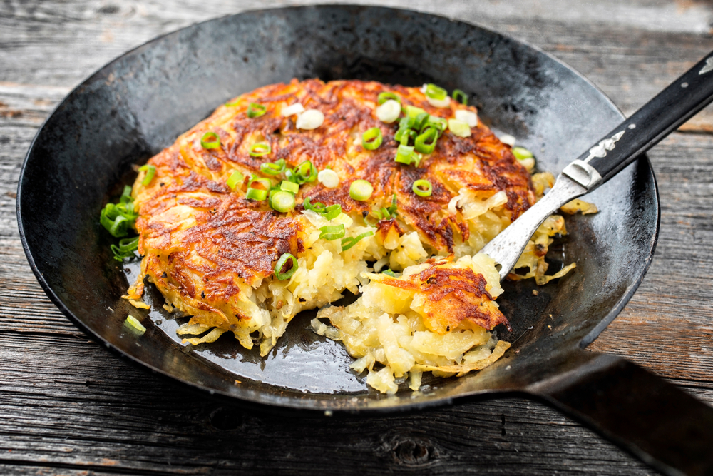 Traditional,Swiss,Hash,Browns,As,Side,Dish,With,Leek,As