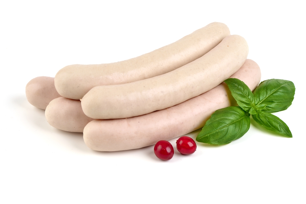 Munich,White,Veal,Sausages,,Isolated,On,White,Background