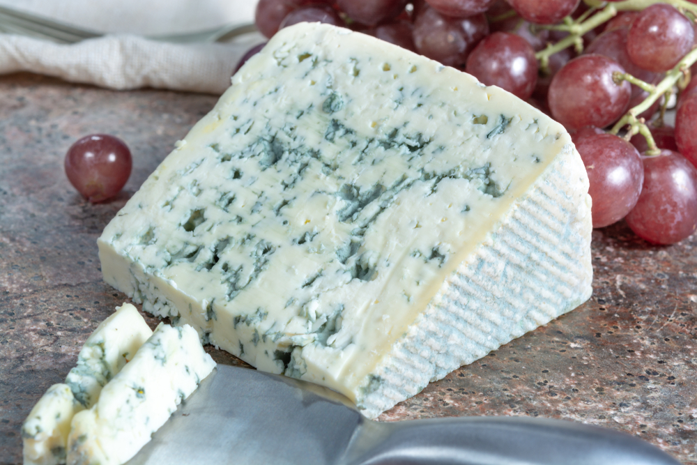 Piece,Of,Blue,Auvergne,Semi hard,Aop,French,Blue,Cheese,Made
