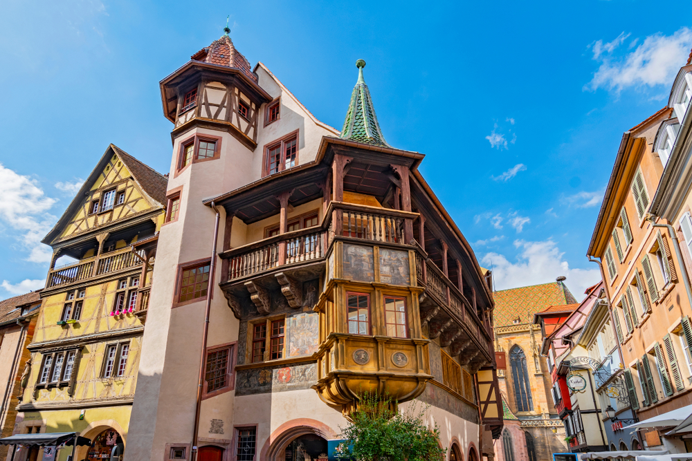 July,10,,2018.,Wooden,Balcony,Of,The,Medieval,House,Maison