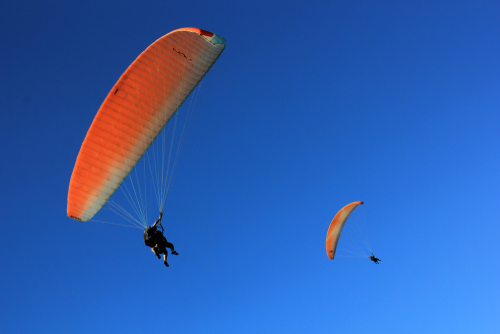 Paragliders,With,Blue,Sky,In,Gorrondatxe,,Bizcay,,Basque,Country