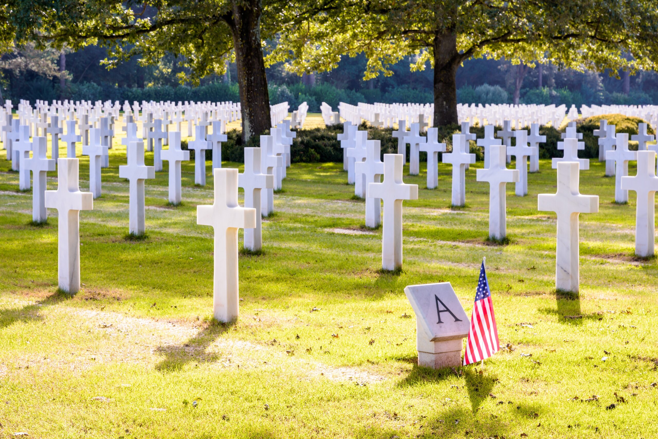 Colleville sur mer,,France, ,Sept.,5,,2023:,White,Marble,Crosses,In