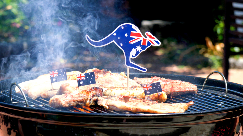 Iconic,Australian,Bbq,Close,Up,Of,Man,Cooking,Chops,,Sausages