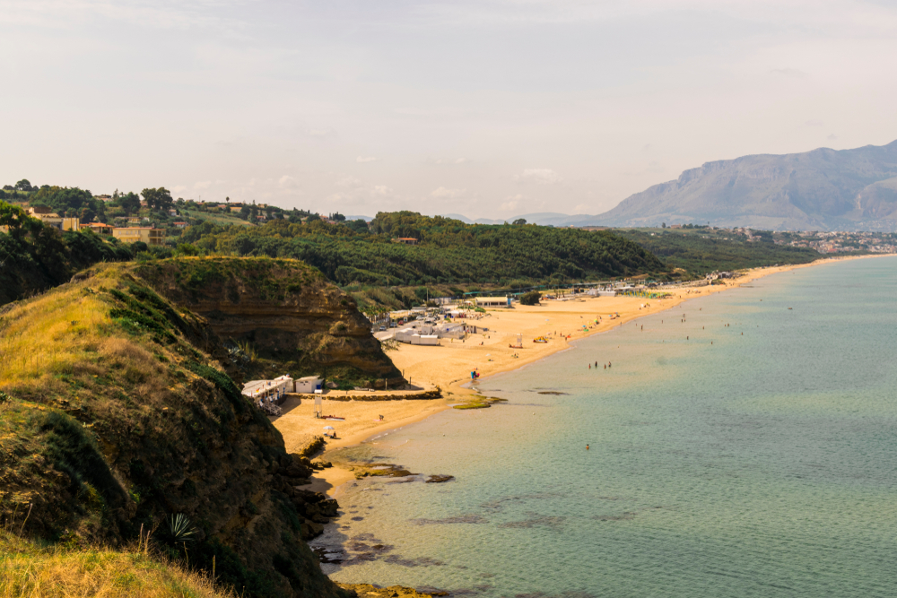 Balestrate,,Sicily.,Coastline,Landscape,With,Rocks,In,The,Foreground.,In