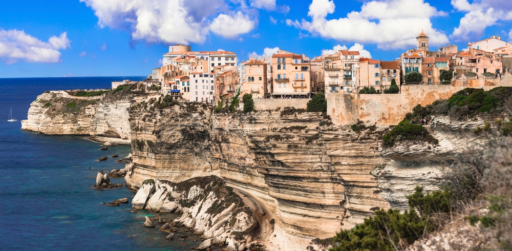 Corsica,Island,,Bonifacio, ,Beautiful,Coastal,Town,In,South.,Panoramic