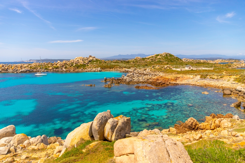 Colorful,Turquoise,Blue,View,Of,Lavezzi,Island,Near,Bonifacio,In