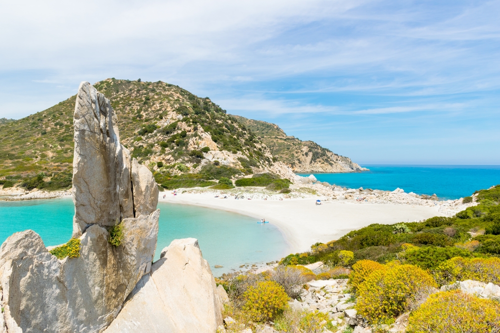 Panoramic,View,Of,Punta,Molentis,Beach,On,Sardegna,,Italy