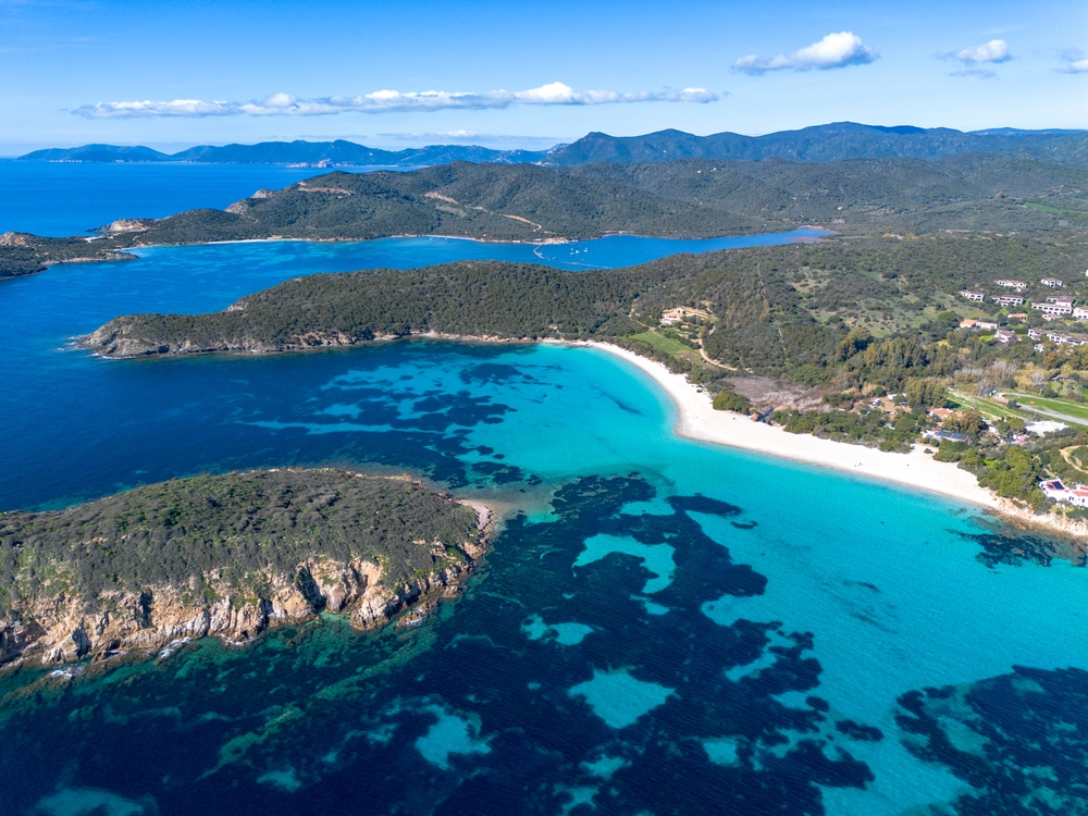 Tuerredda,Beach,Seen,From,Above,With,A,Drone,,Surrounded,By