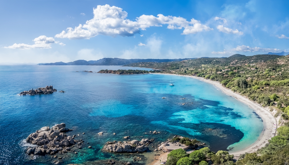 Aerial,View,With,Plage,De,Tamaricciu,In,Corsica,Island,,France