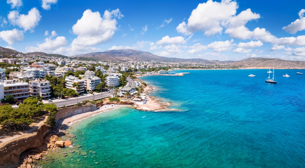 Panoramic,View,Of,The,Popular,Seaside,Resort,Varkiza,,South,Athens