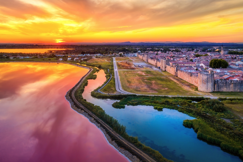 Dramatic,Sunset,Over,The,Pink,Salt,Lakes,And,The,Medieval