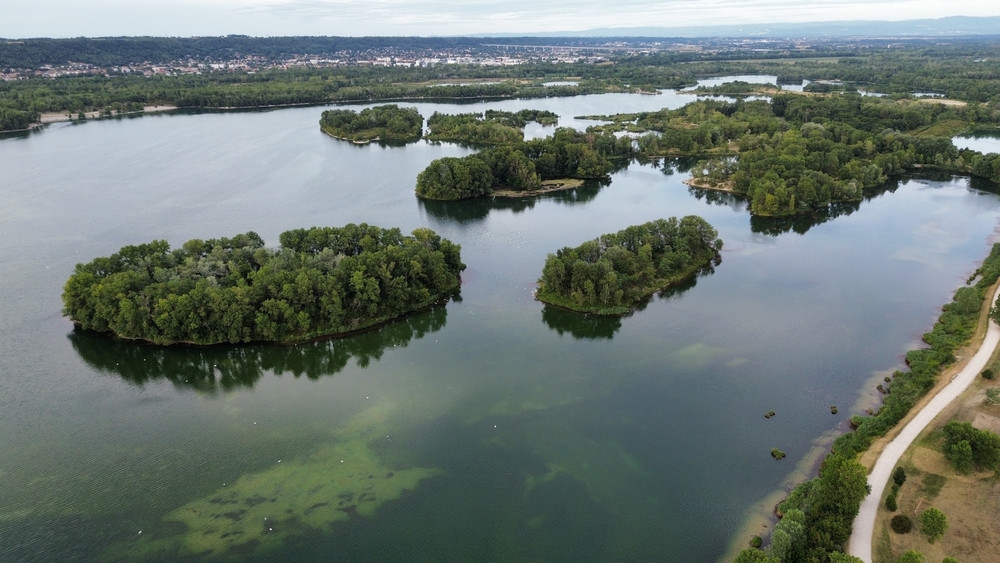 Drone,Photo,Miribel,Jonage,Park,Lyon,France,Europe