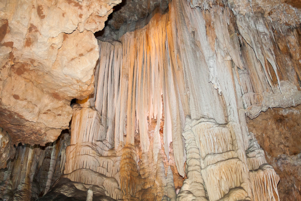 08 10 2018,Herault,France.,Stalactite,And,Stalagmite,Inside,Clamouse,Cave,,In