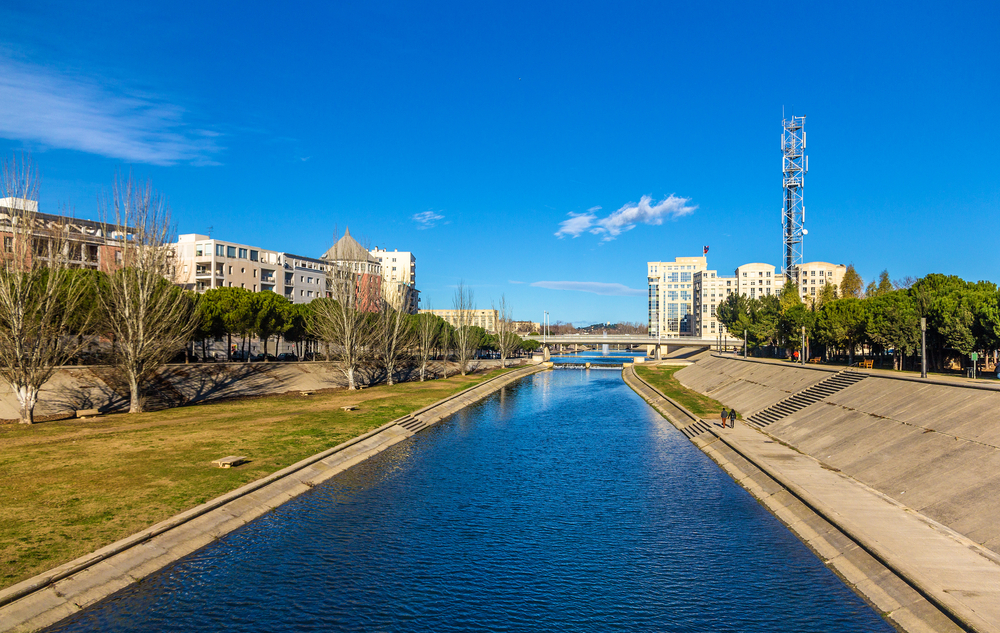 View,Of,Montpellier,Over,The,River,Lez, ,France