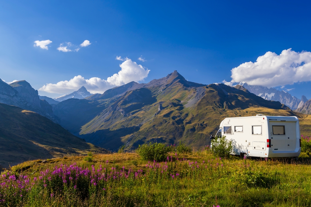 Landscape,Near,Col,Du,Petit saint bernard,With,Mont,Blanc,,On,Border