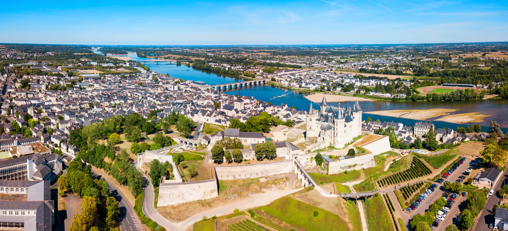 Saumur,City,Aerial,Panoramic,View,,Loire,Valley,In,France