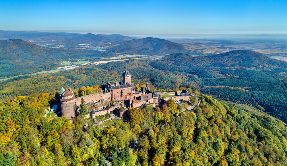 Aerial,View,Of,The,Chateau,Du,Haut koenigsbourg,In,The,Vosges