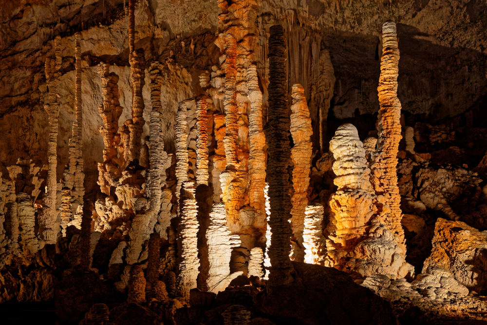Stalagmites,Into,The,Huge,Cavern,Of,Orgnac,Aven