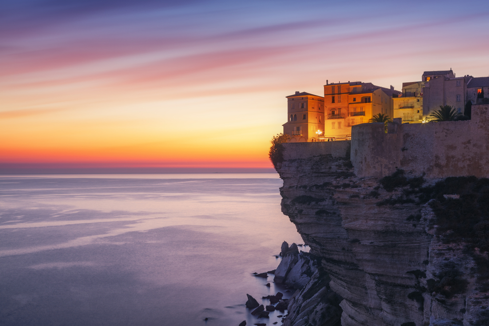 Sunset,Over,The,Town,Of,Bonifacio,,Corsica,Island,,France