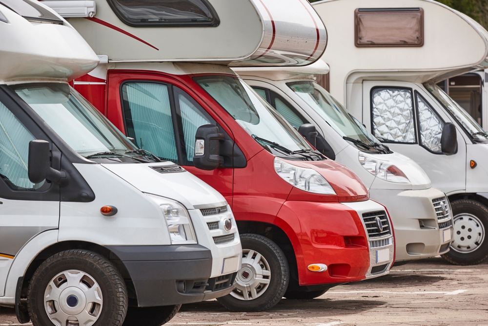 Recreational,Vehicle,In,A,Parking,Lot.,Camper,Van.,Tourism