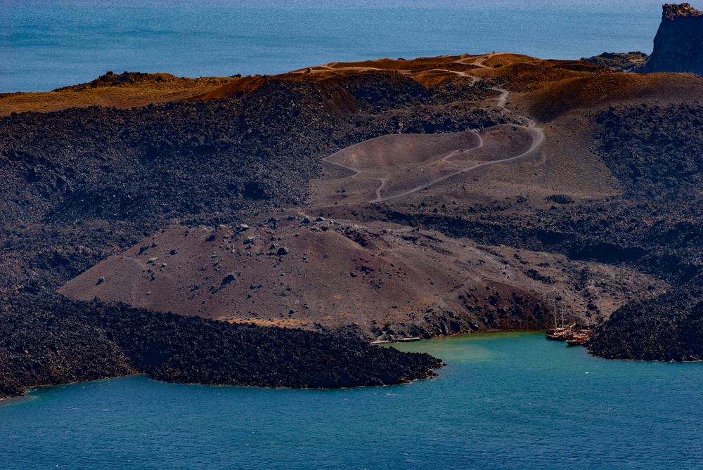 Aerial,View,Of,The,Island,Of,Nea,Kameni,The,Volcano