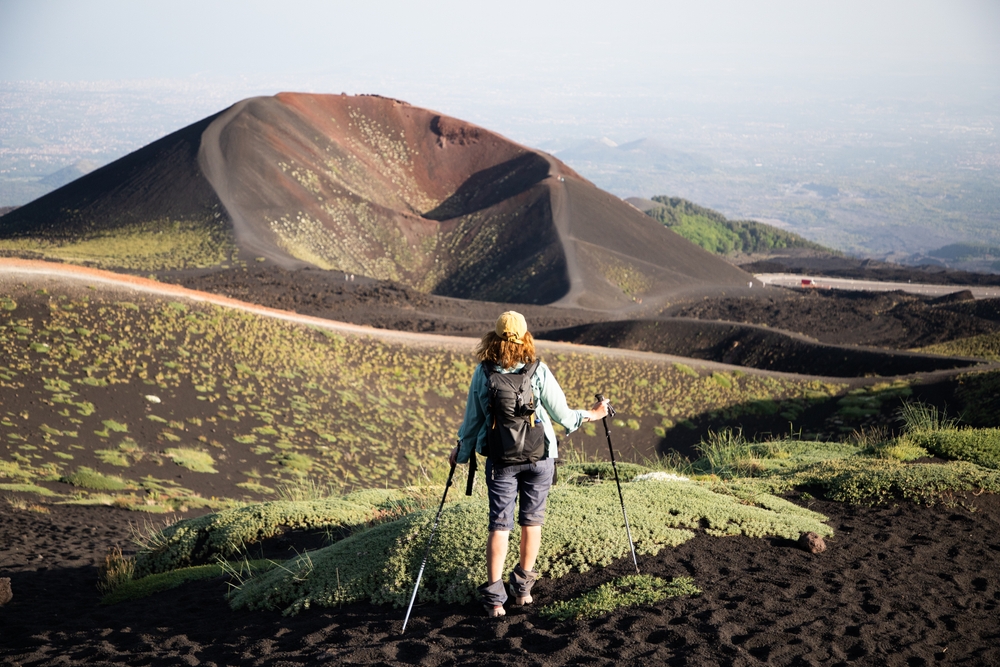 Hiker,Trekking,On,Mount,Etna