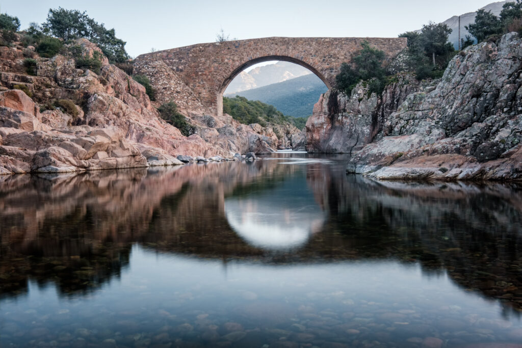 Ancient,Stone,Arch,Of,Ponte,Vecchiu,Genoese,Bridge,Over,The