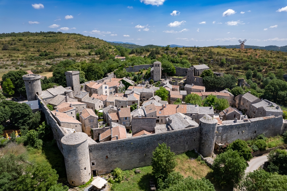 Aerial,View,Of,The,French,Village,Of,La,Couvertoirade,In