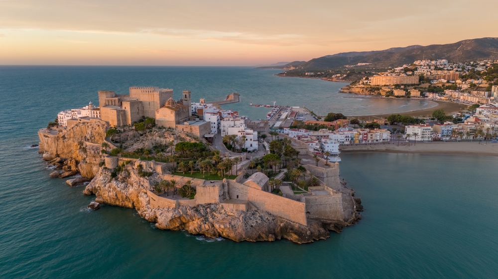 This,Is,An,Aerial,Drone,Shot,Of,Peniscola.,A,Spanish