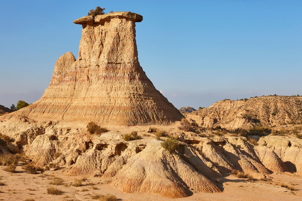 Badlands,Landscape,In,Los,Monegros.,Tozal,Solitario.,Huesca,,Aragon.,Spain
