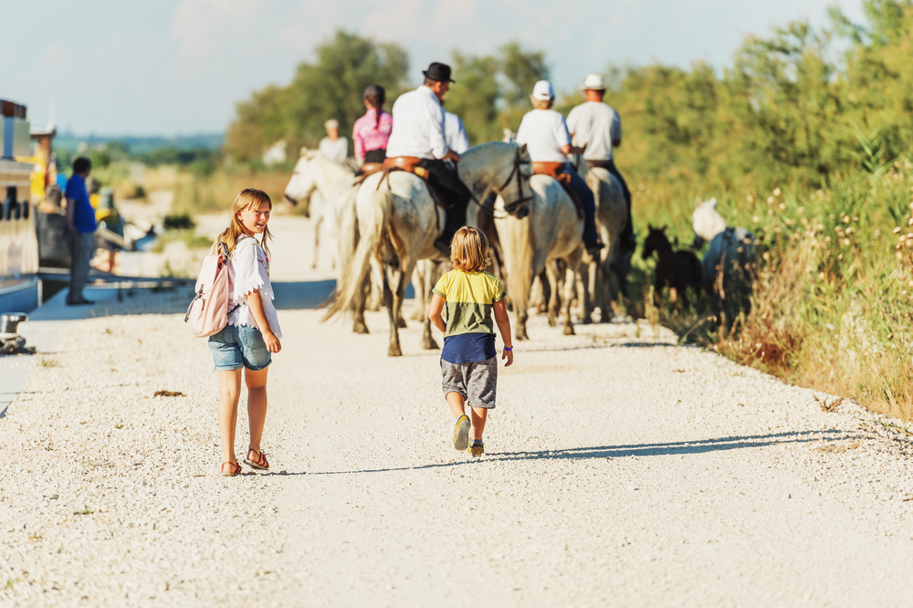 Kids,Tourists,Enjoying,A,Trip,To,South,Of,France,,White
