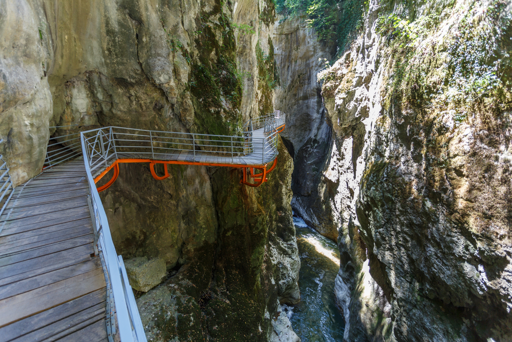 Gorges,Du,Fier,Walkway,,Close,To,Annecy,,France