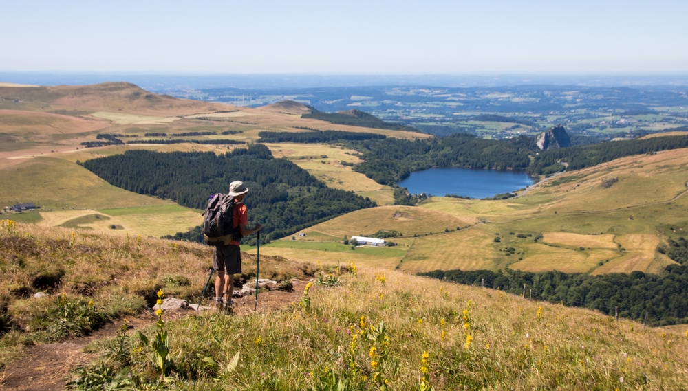Hiker,At,Puy,De,La,Tache,In,The,Sancy,Massif
