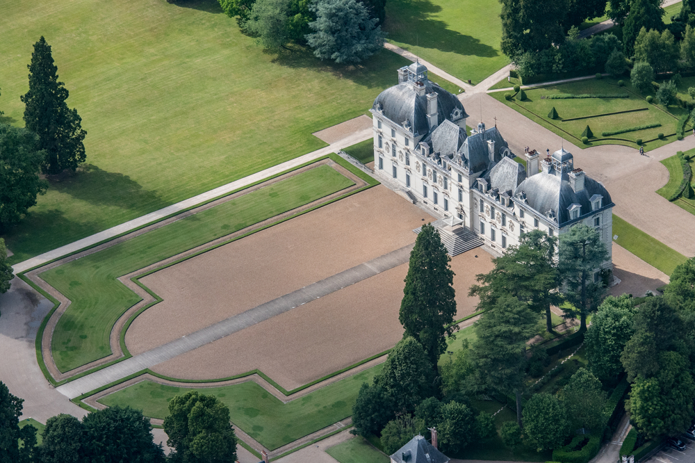 Aerial,View,Of,The,Castle,Of,Cheverny,In,France